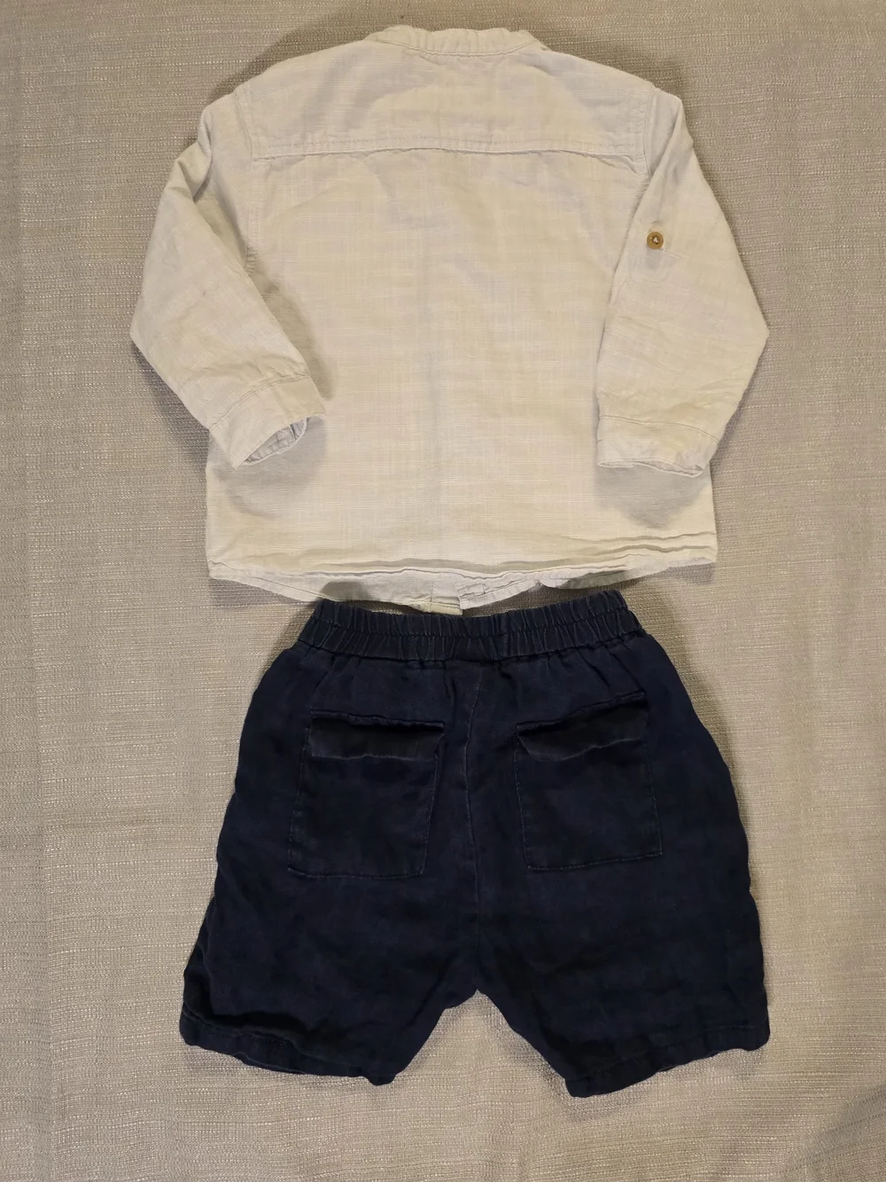Zara Baby Linen Look Shirt & Navy Shorts Outfit Set 9-12M 80cm
